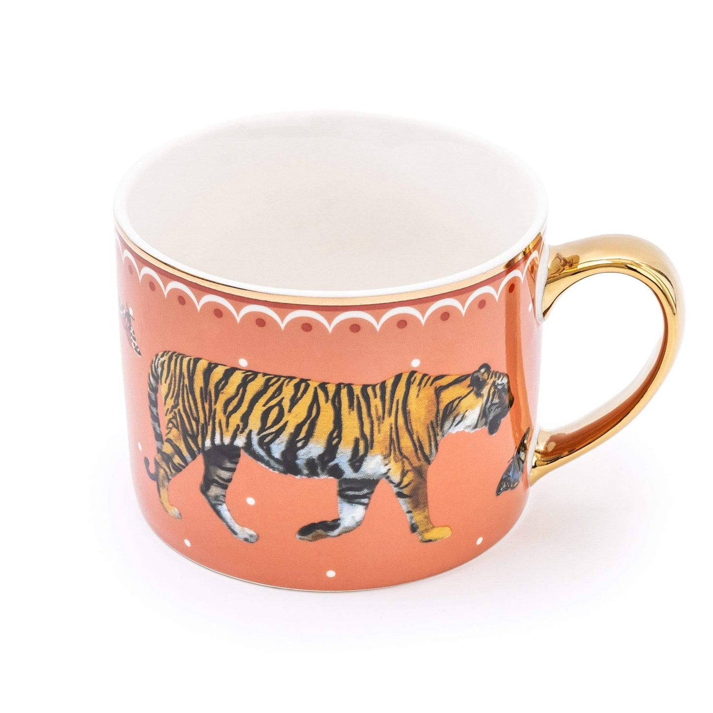 Tiger Peach Straight Sided Mug with Gold Handle