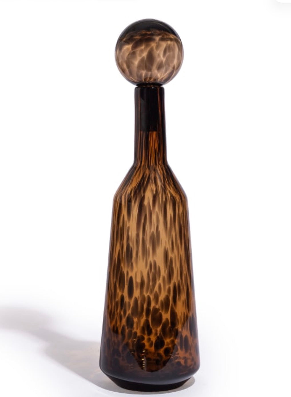 Tall Amber Leopard Glass Apothecary Bottle