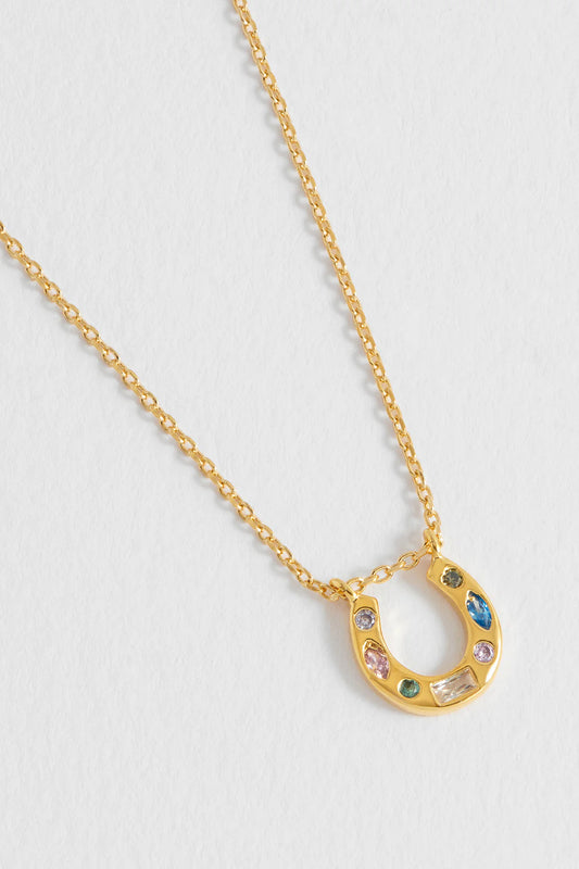 Estella Bartlett Multi Pastel CZ Horseshoe Necklace