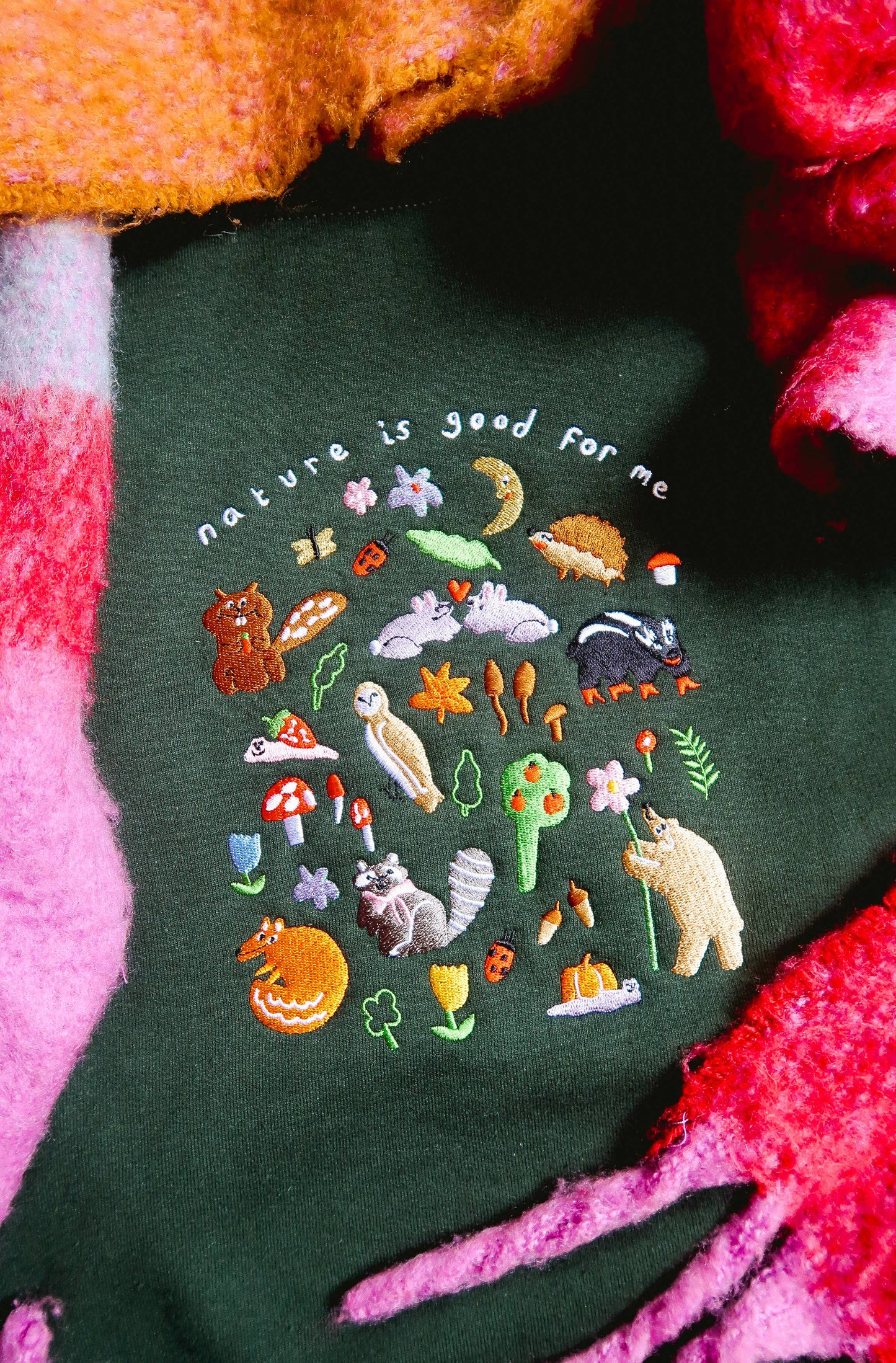 Nature Is Good For Me Embroidered Sweatshirt: Extra Large / Marshmallow Pink