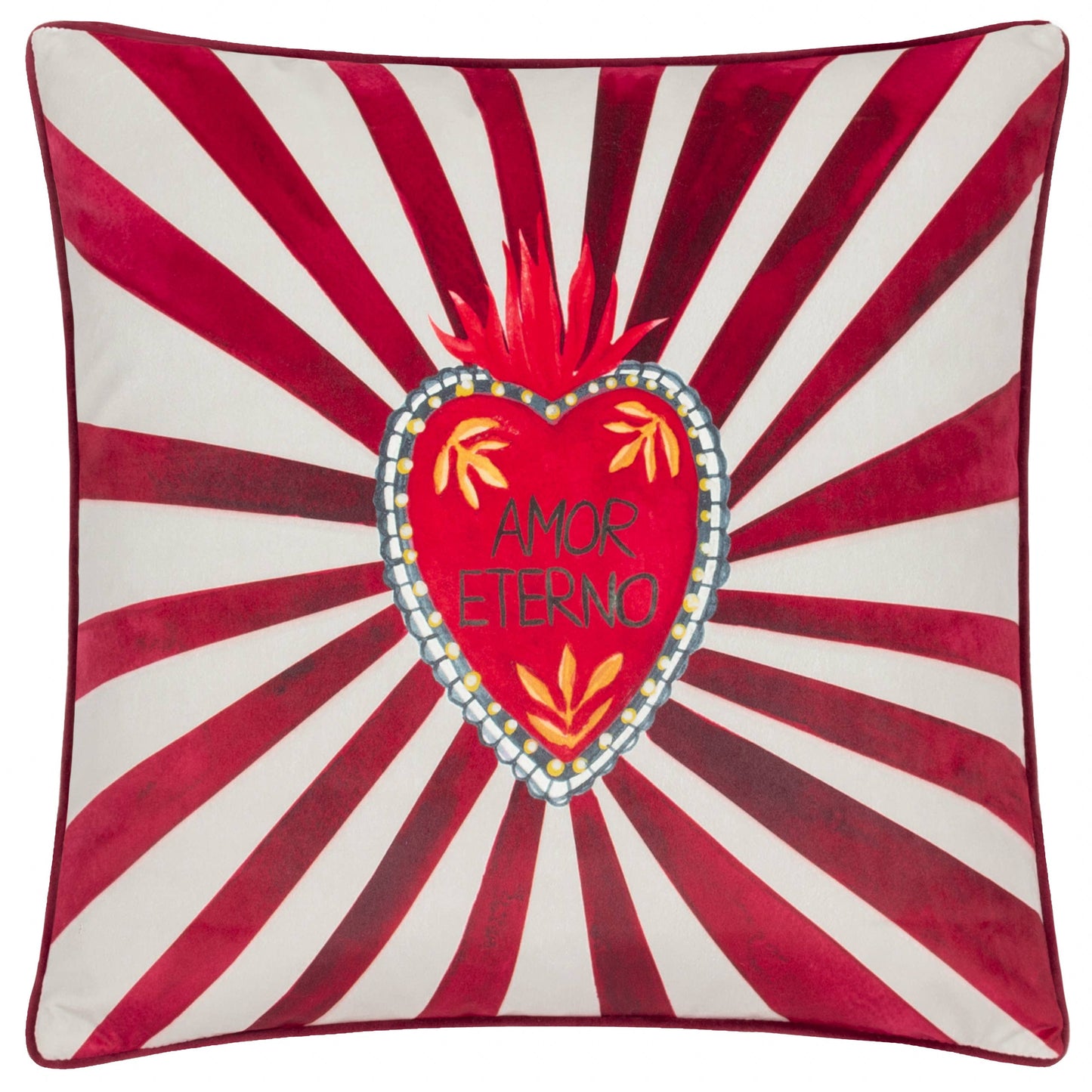 Amor Eterno Velvet Piped Cushion Red: Red / Feather Filled / 45 x 45cm