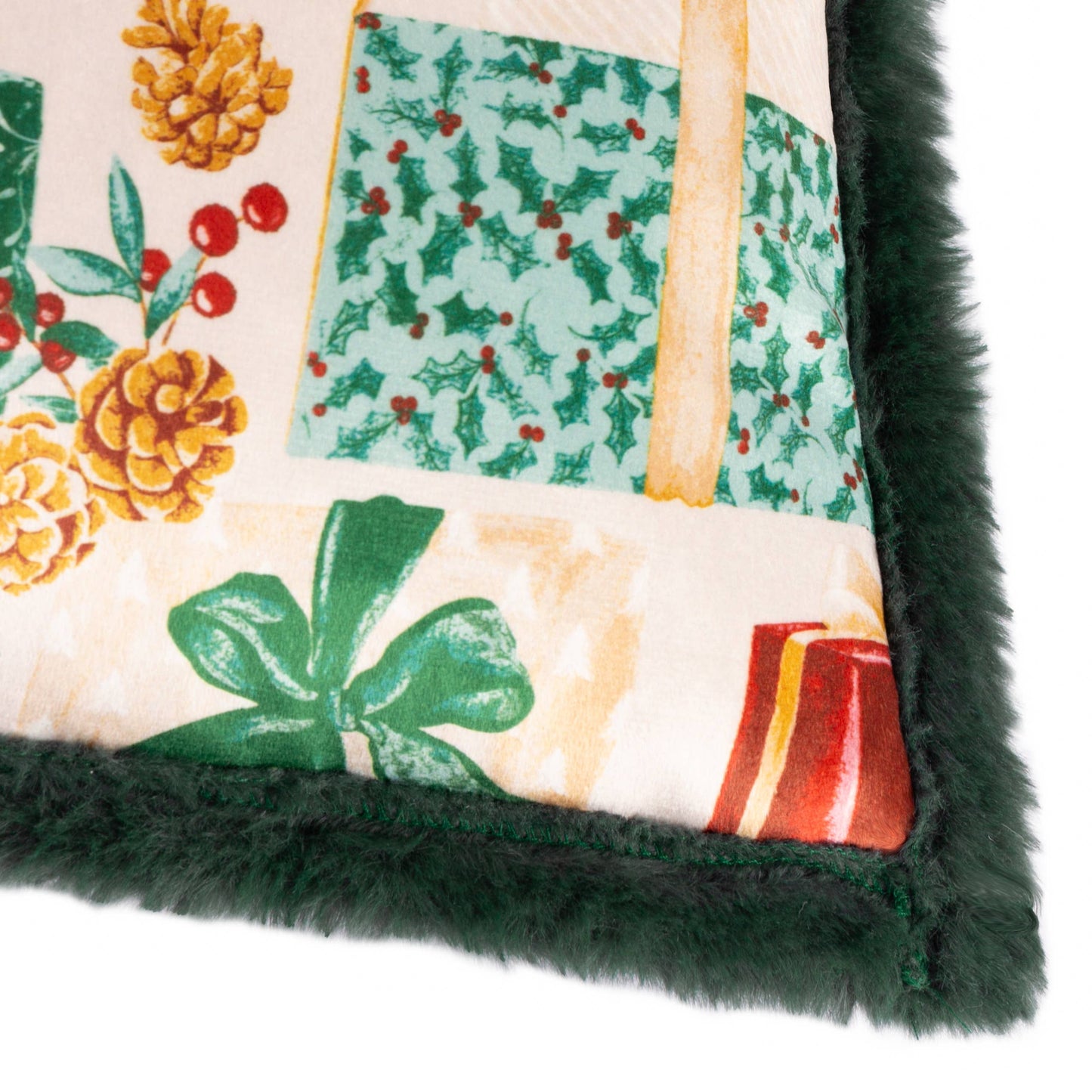 All Wrapped Up Cushion Emerald/Red: Emerald Red / Polyester Filled / 50 x 50cm