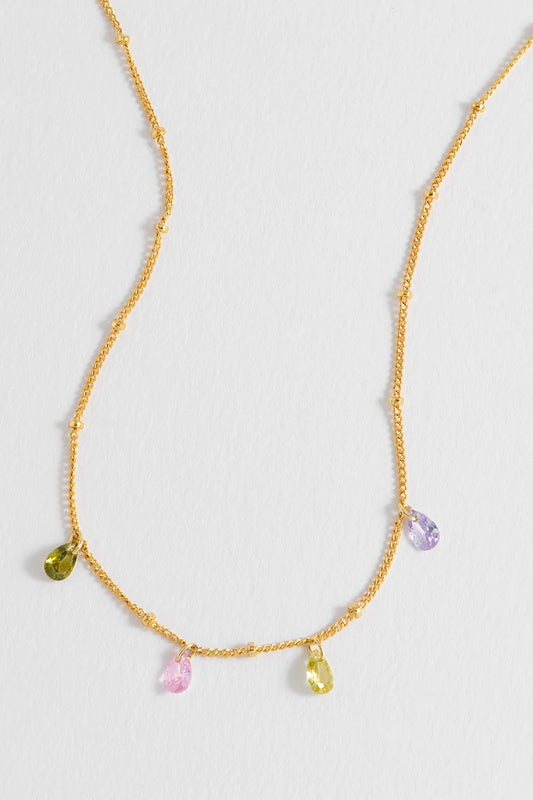 Estella Bartlett Multi CZ Pear Drop Necklace