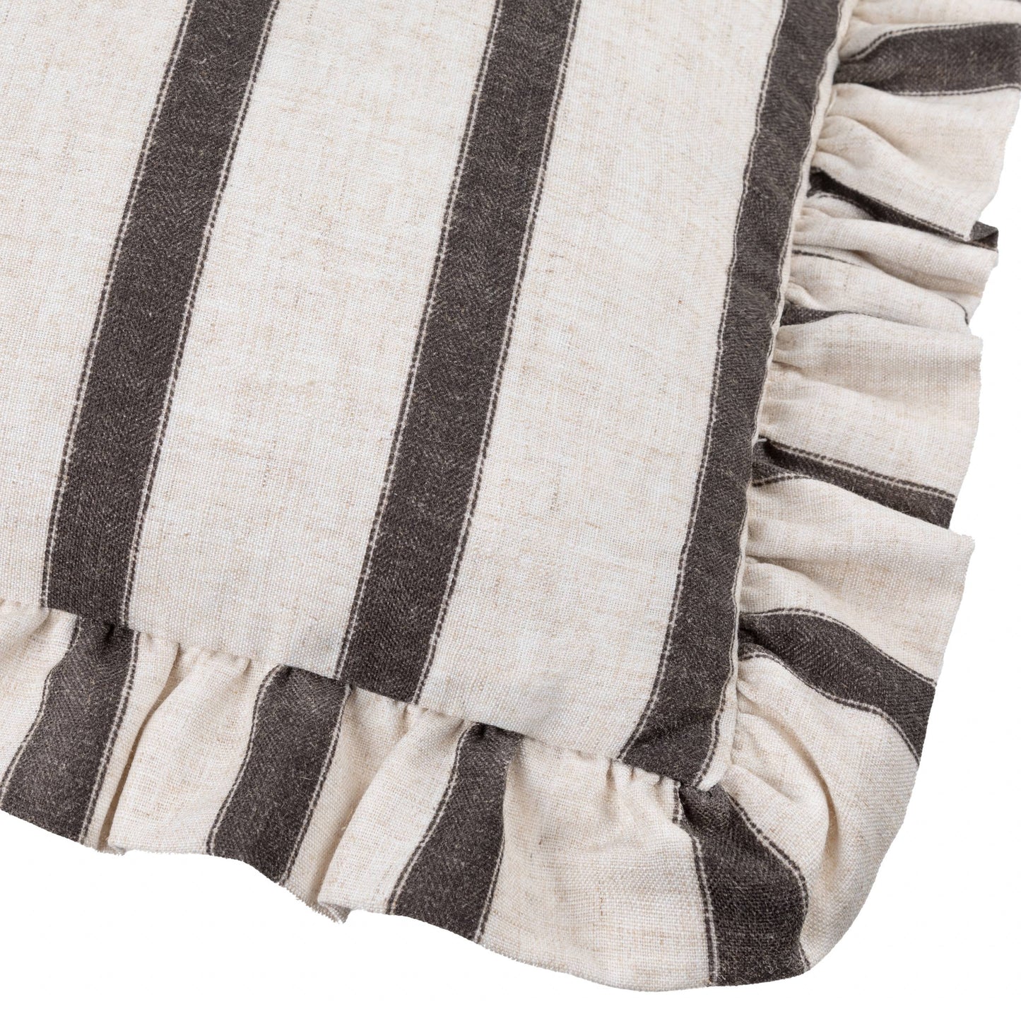 Connie Striped Ruffle Cushion Chocolate: Chocolate / Polyester Filled / 35 x 50cm