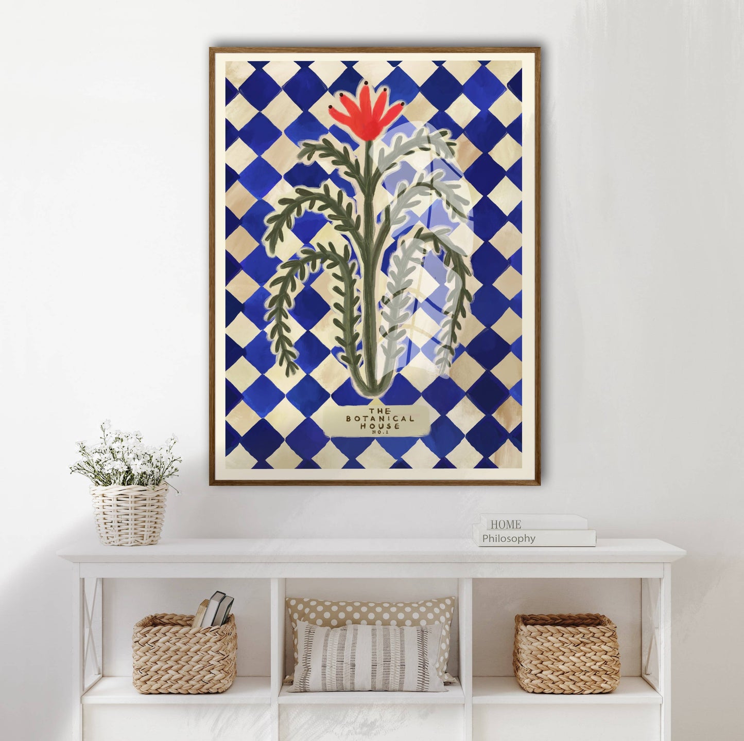 Botanical House Art Print, Neutral Print, Hand Drawn, Quirky: A3