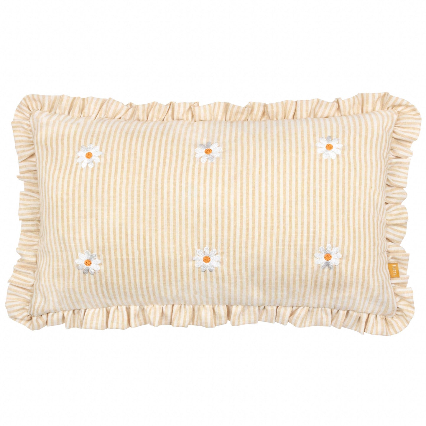 Les Fleurs Embroidered Ruffle Cushion Daisies: Daisies / Polyester Filled / 30 x 50cm
