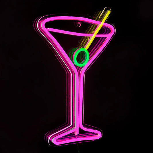 Neon Wall Cocktail Glass