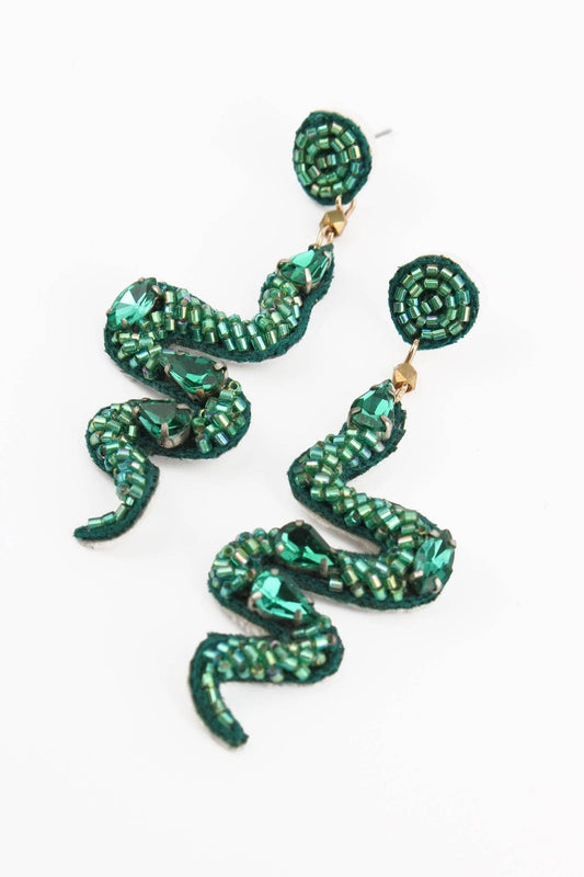 GREEN SNAKE EARRINGS