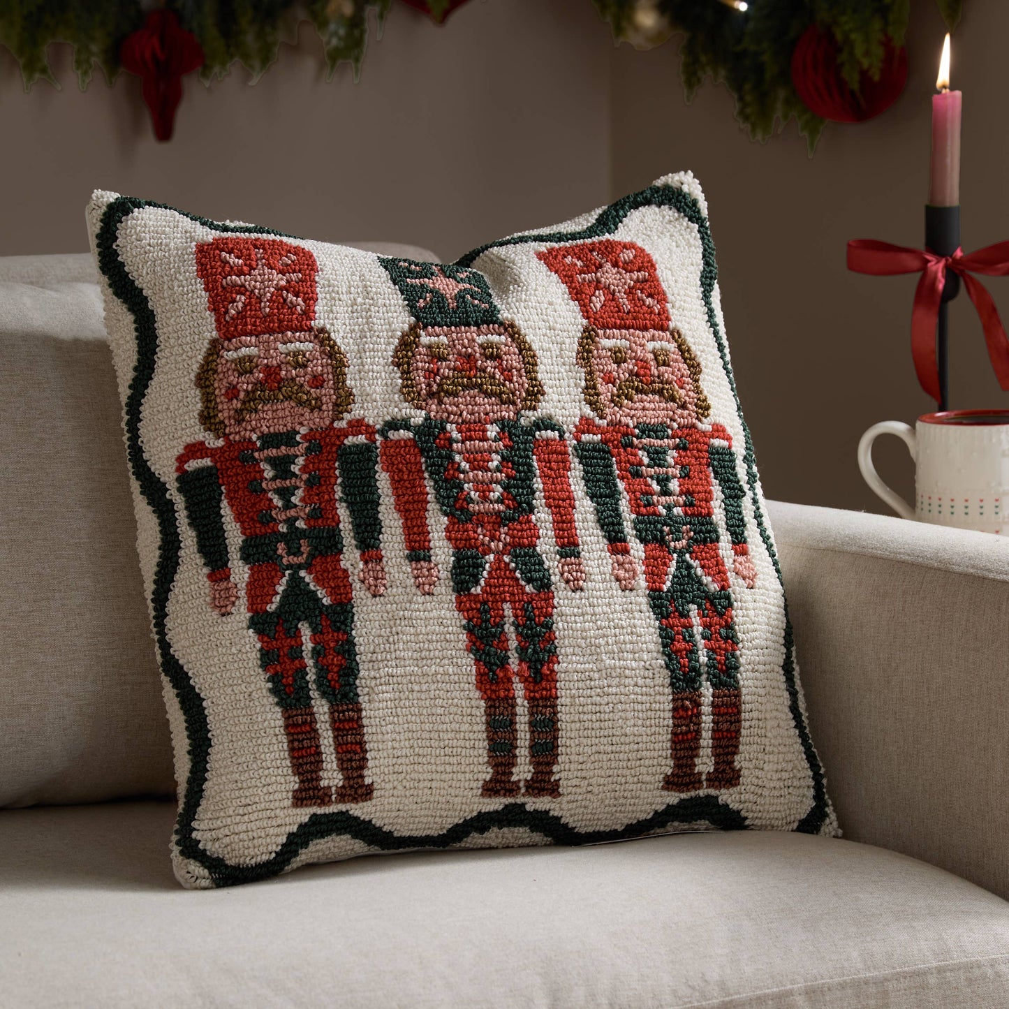 Nutcracker Trio Tufted Cushion Multicolour: Multi / Polyester Filled / 45 x 45cm