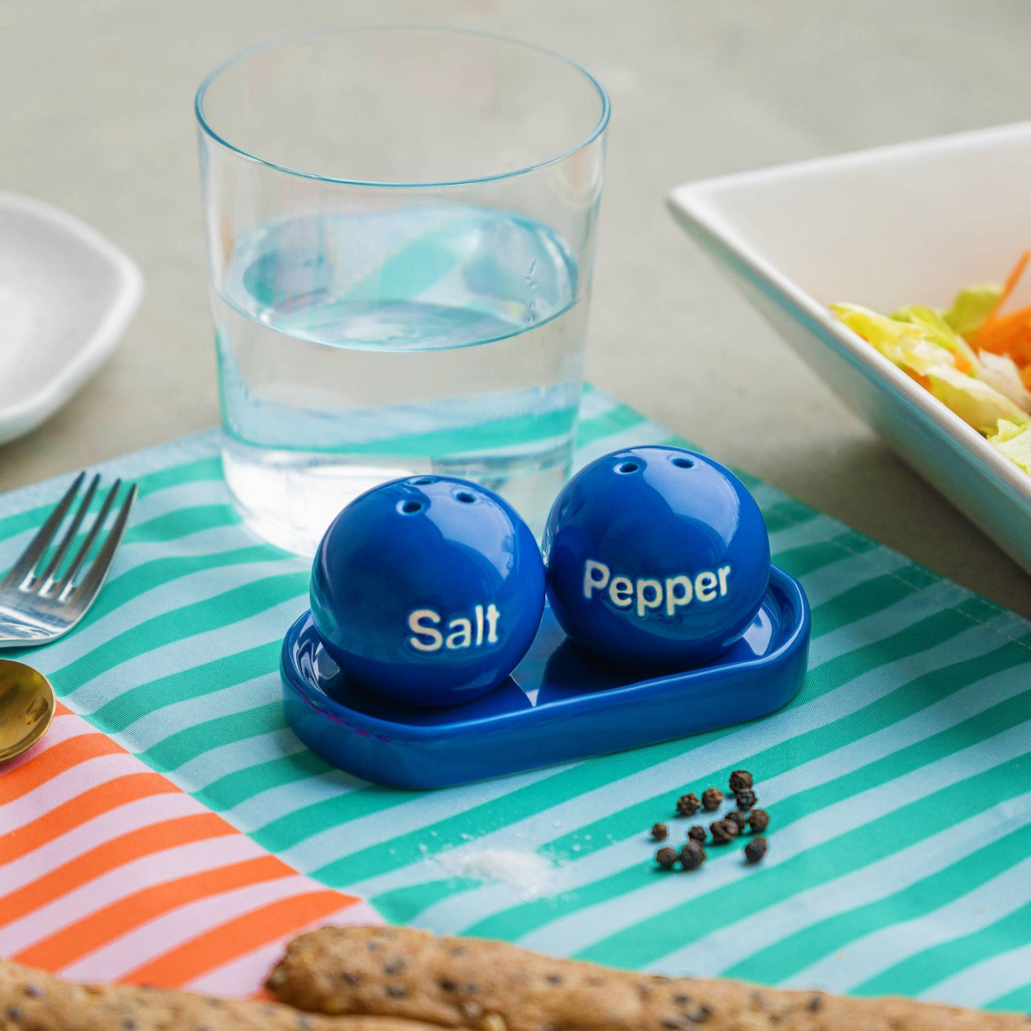 Helio Ferretti Blue Salt & Pepper Set on Tray