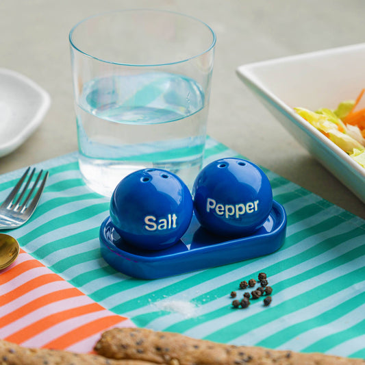 Helio Ferretti Blue Salt & Pepper Set on Tray