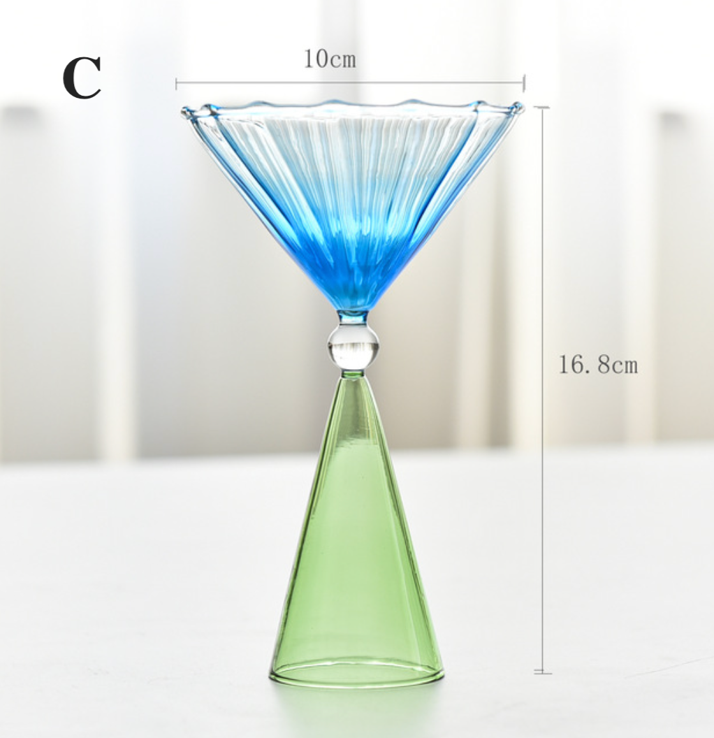Champagne, Cocktail Glass - Blue & Green