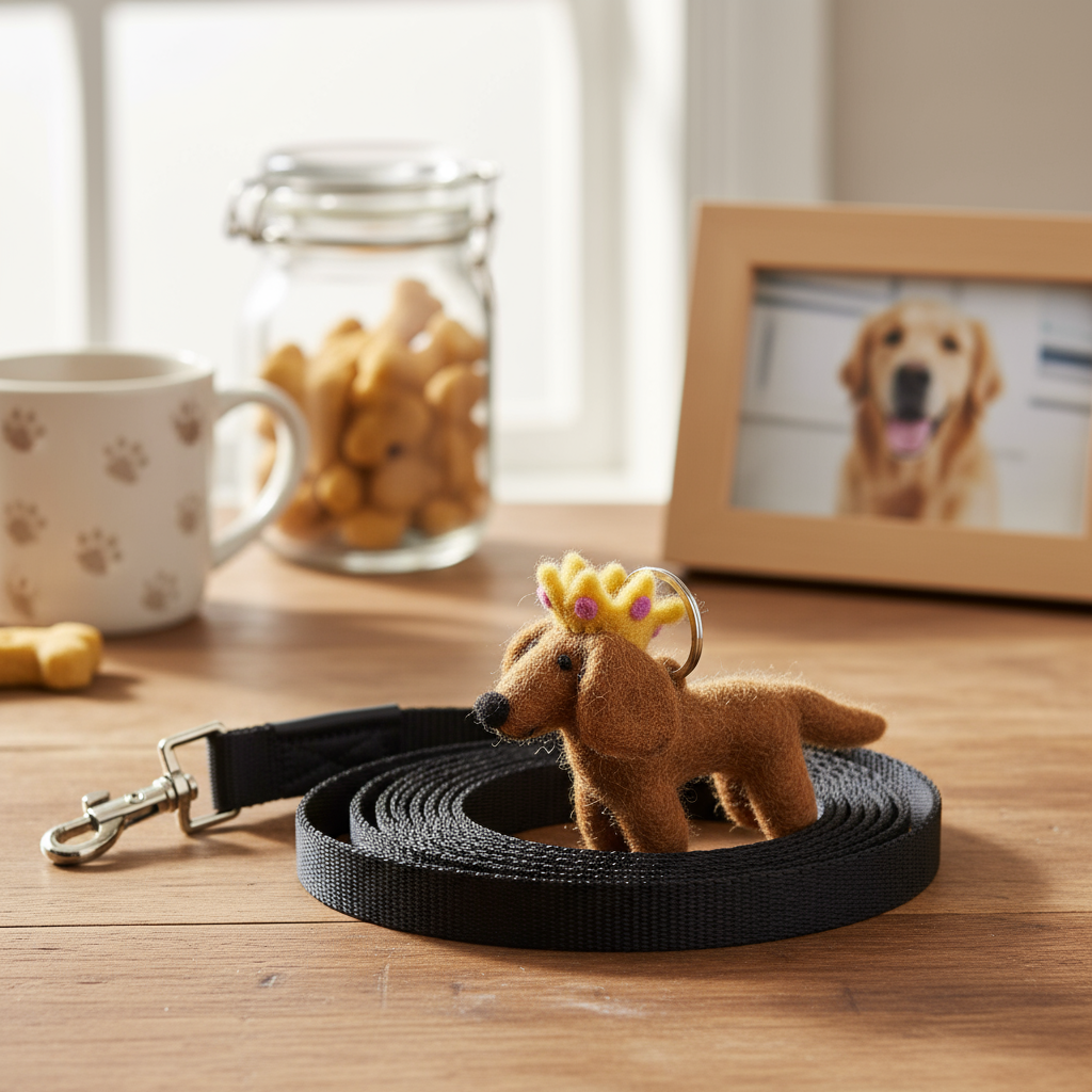 Handmade Felt Sausage Dog Keyring