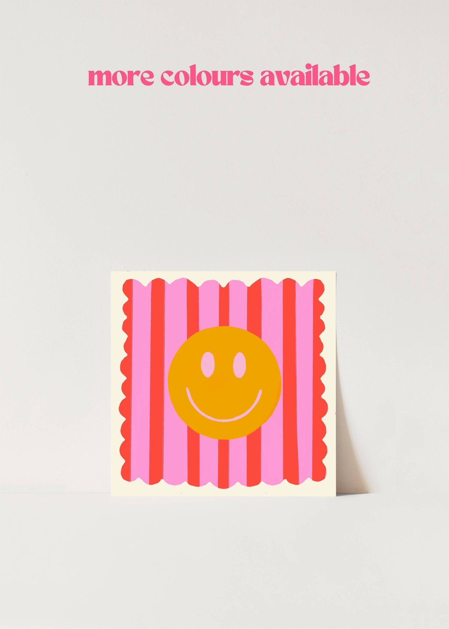 Red Stripe Smiley, Dopamine Decor, Maximalist, Colourful: 14 x 14 Inches
