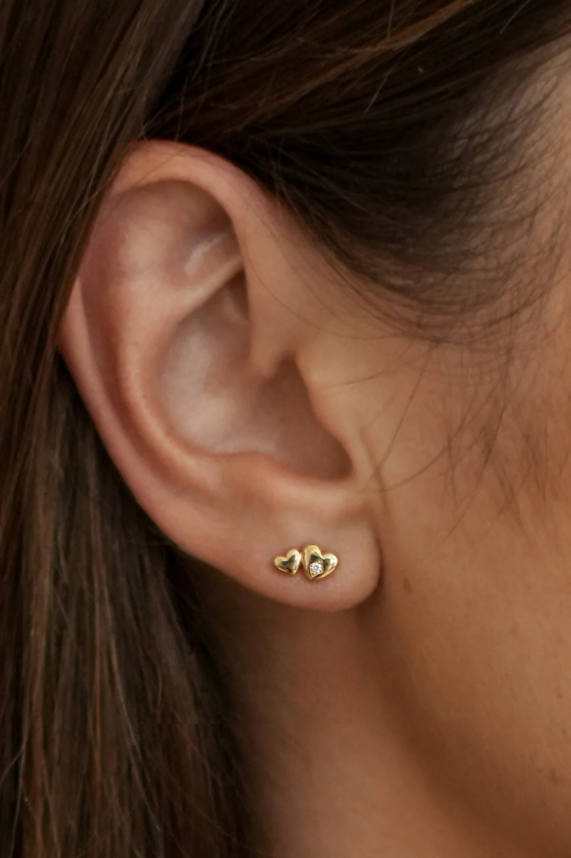 Estella Bartlett Double CZ Heart Stud Earrings