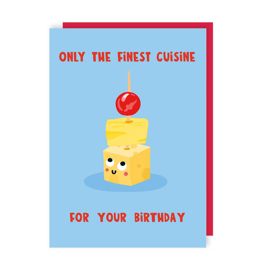 Cheese and Pineapple Sticks Birthday Card: Cellophane