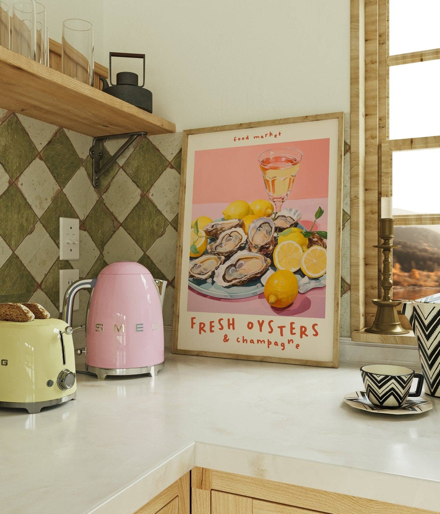 Oysters & Champagne Kitchen Print: A3