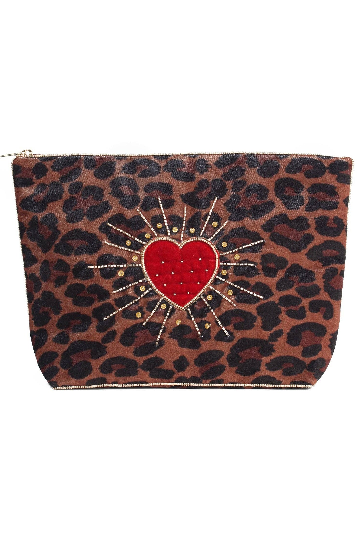 LEOPARD HEART BURST LARGE POUCH