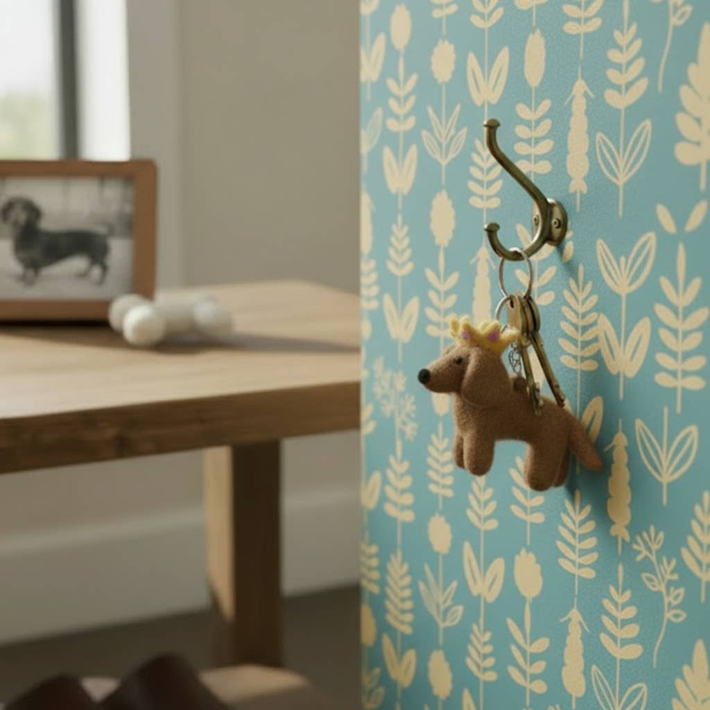 Handmade Felt Sausage Dog Keyring