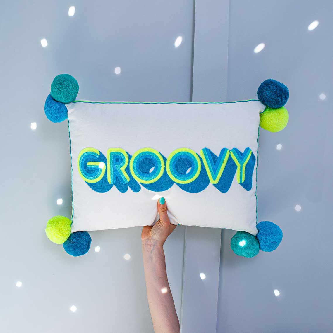 Small Talk GROOVY Cushion Teal/Yellow