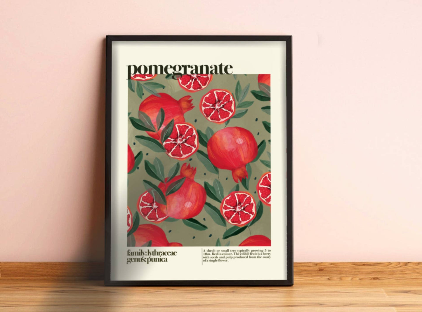 Pomegranate Fruit Print, Botanical Print, Bright Colourful,: A3