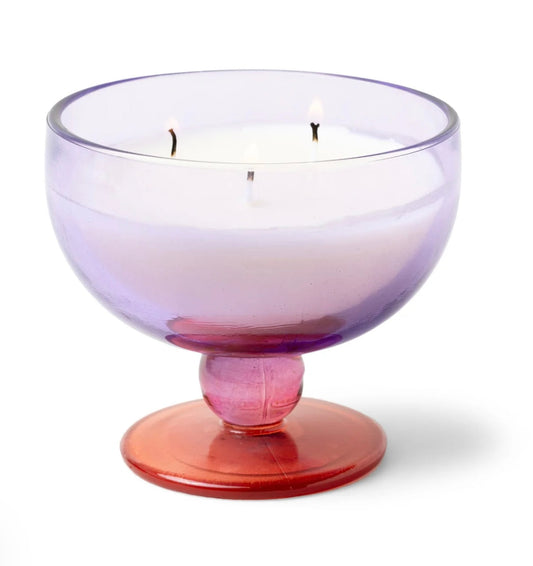 Tinted glass goblet candle