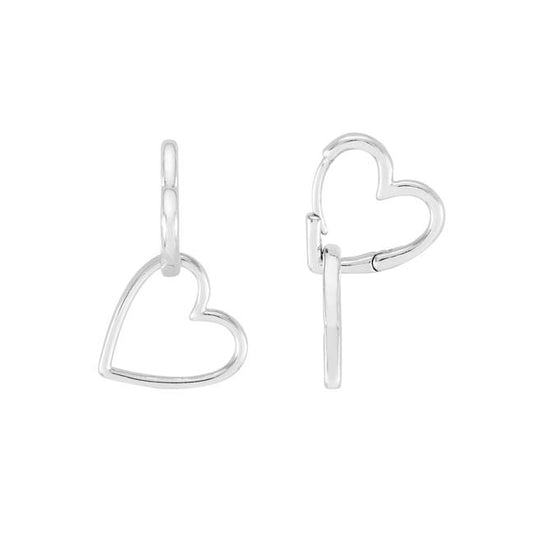 Silver Hinged Heart Hoop Earrings