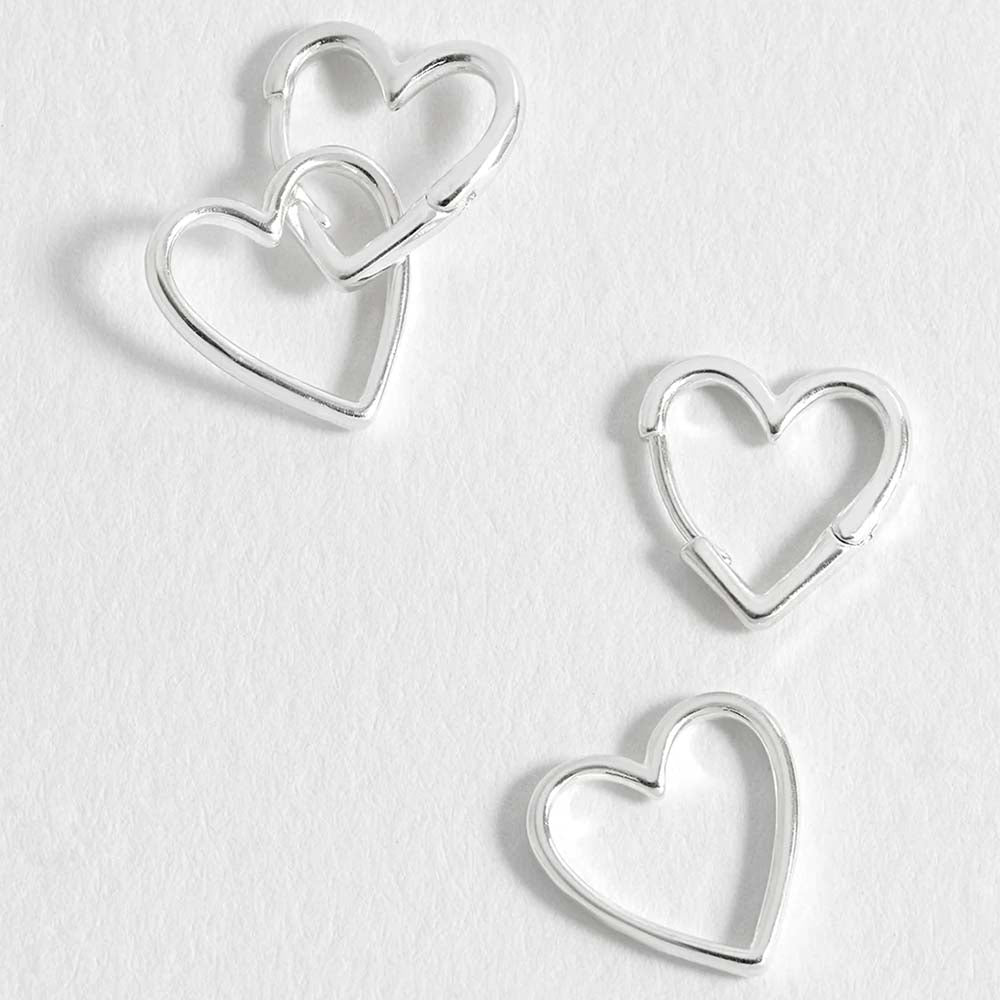 Silver Hinged Heart Hoop Earrings