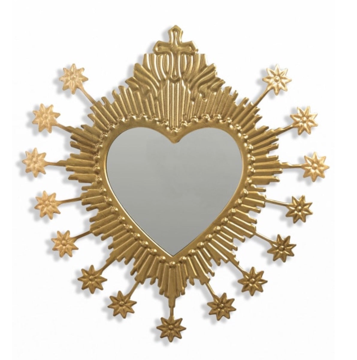 Gold Starburst Heart Mirror