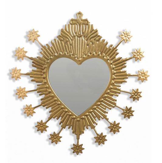 Gold Starburst Heart Mirror