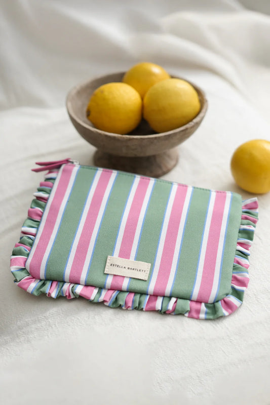 Estella Bartlett Green Stripe Frill Pouch