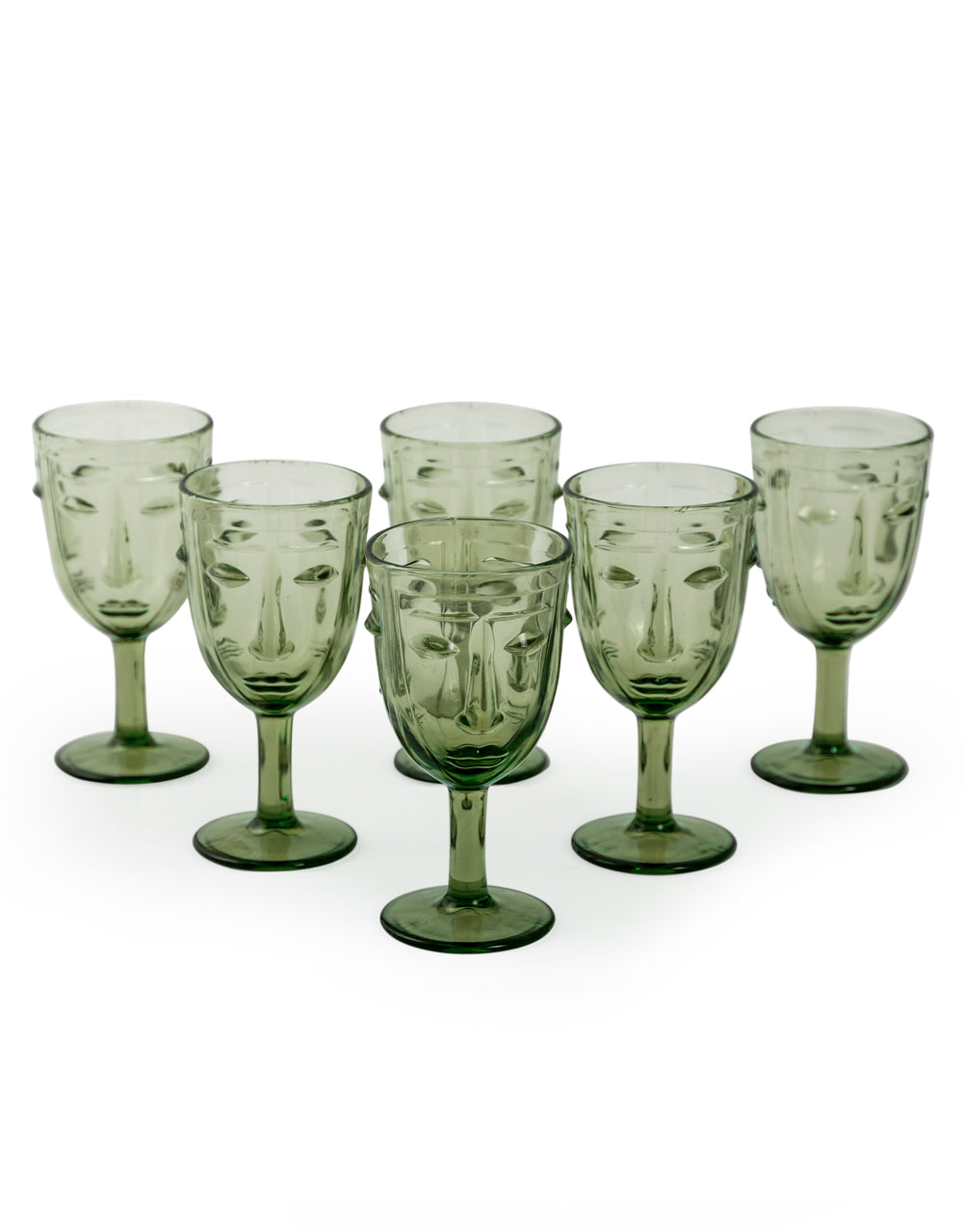 Set of 6 Art Deco Face Wine Glasses