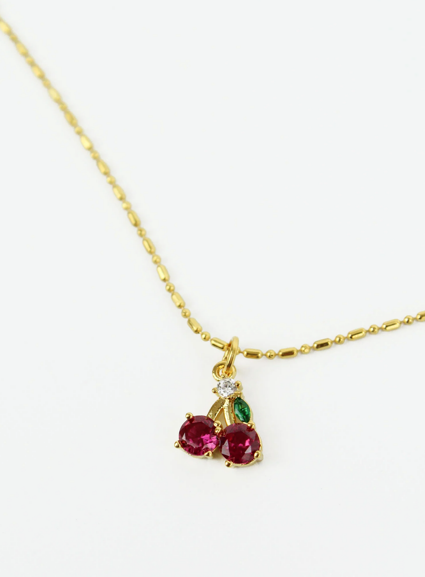 Cherry Gemstone Charm Necklace
