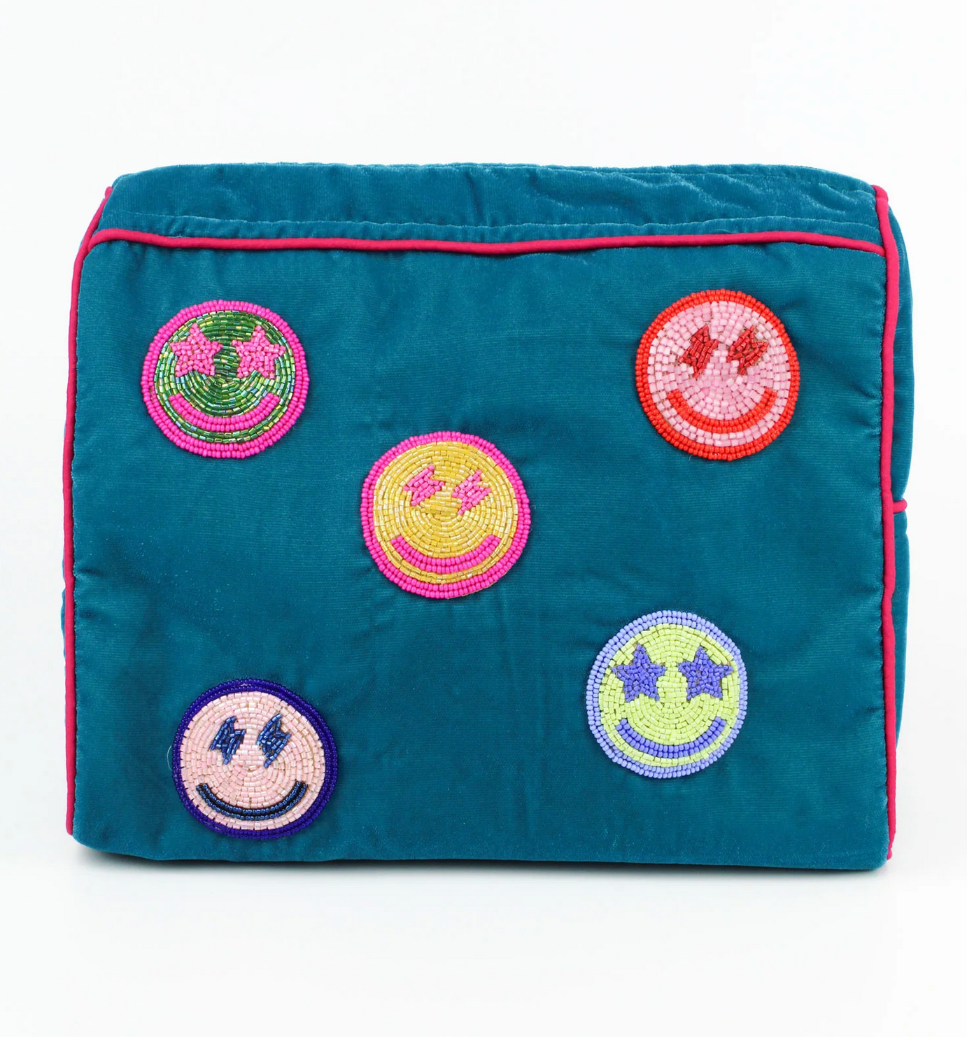Rainbow Happy Face Blue Wash Bag
