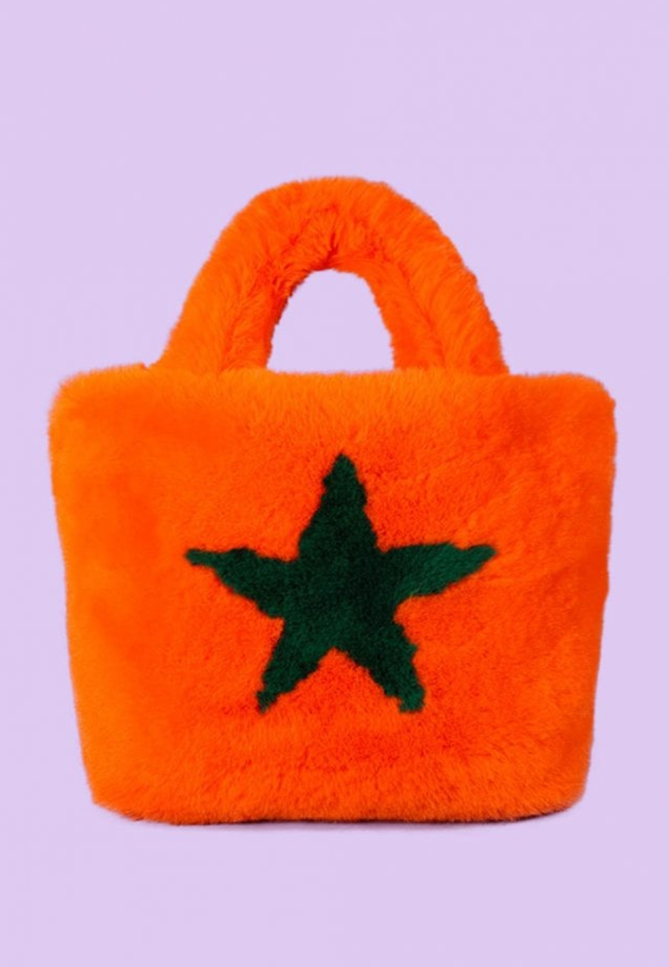 Orange Faux Fur Star Bag