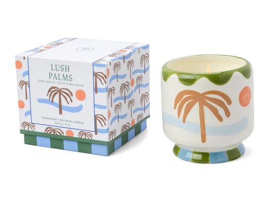 Lush Palms ceramic candle - dewy melon, violet and driftwood