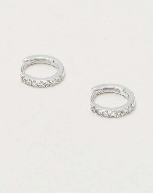 Estella Bartlett Pave Set Hoop with White Cz Silver Plated Earrings