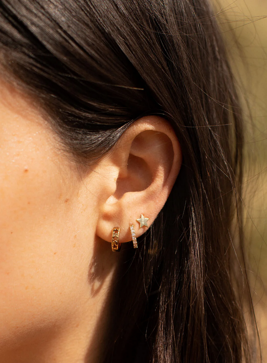 Estella Bartlett Pave Set Hoop with White Cz Gold Plated Earrings