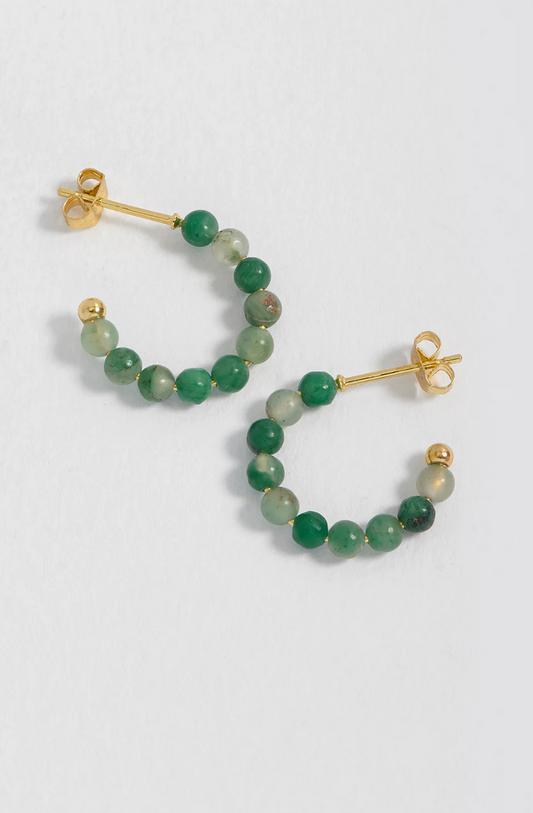 Estella Bartlett Green Agate Amelia Hoop Earrings