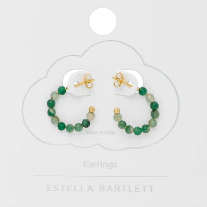 Estella Bartlett Green Agate Amelia Hoop Earrings