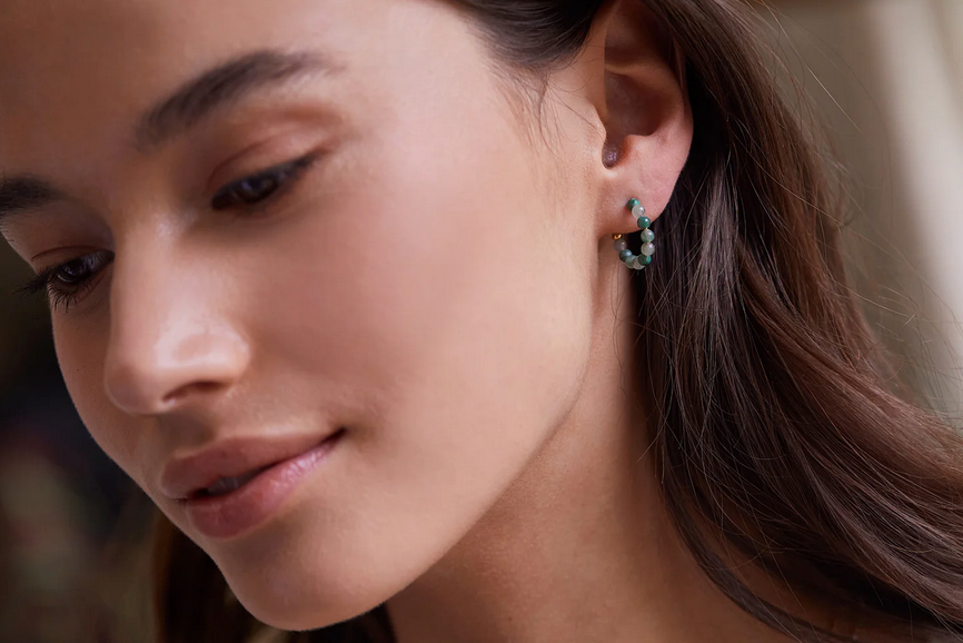 Estella Bartlett Green Agate Amelia Hoop Earrings