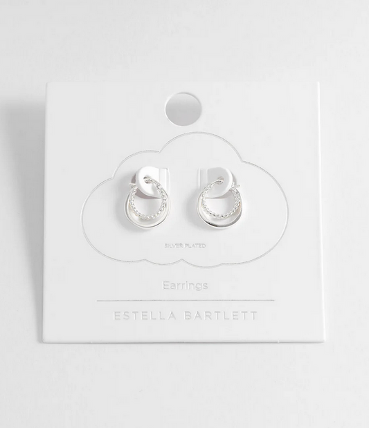 Estella Bartlett Twisted Double Hoop Silver Plated Earrings