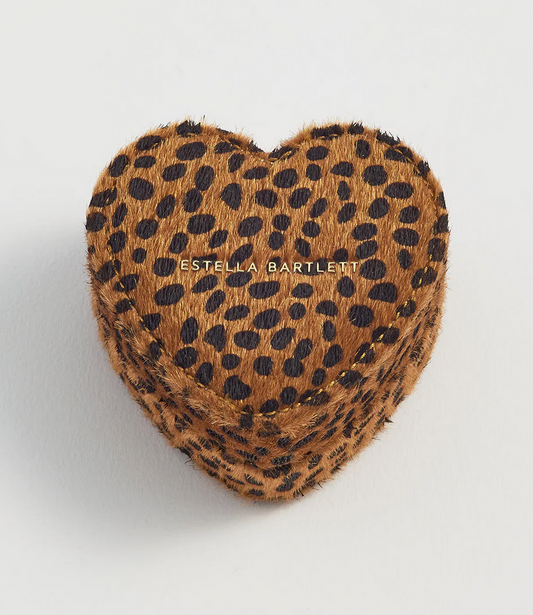 Estella Bartlett Mini Heart Shaped Cheetah Print Jewellery Box