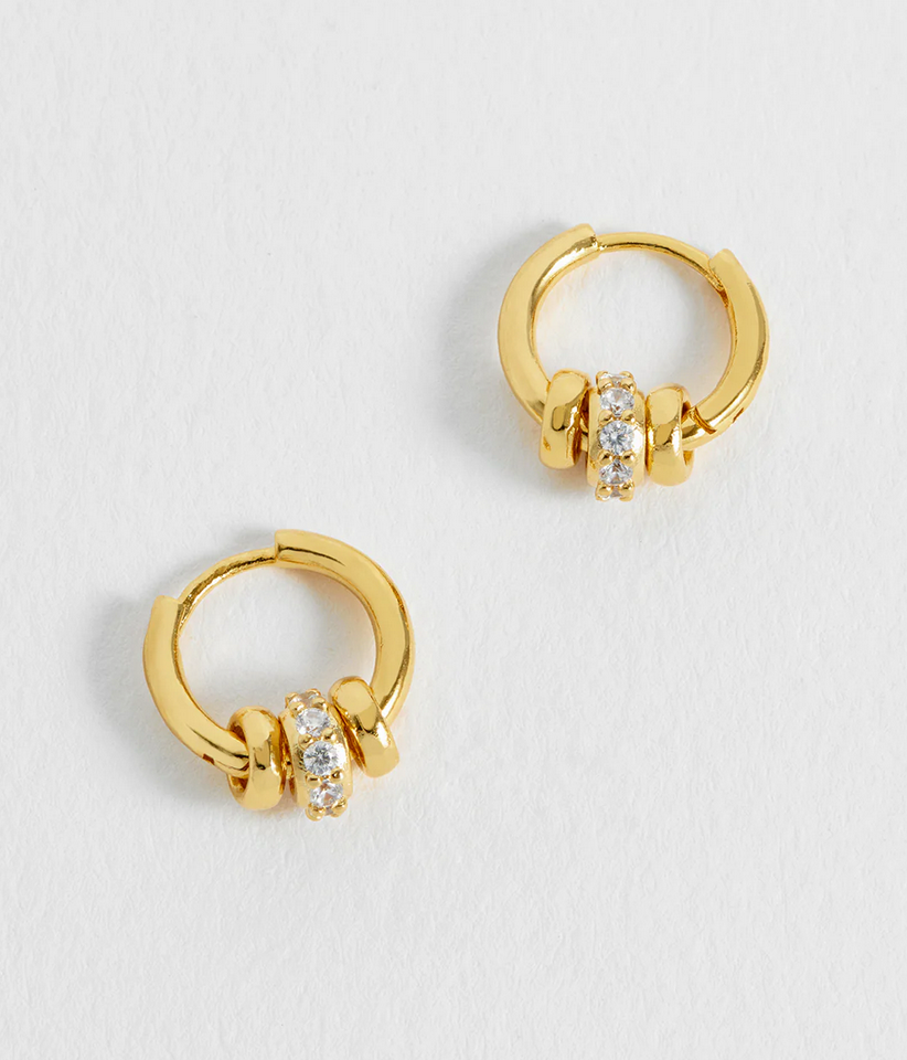 Estella Bartlett Gold Triple Disc Cz Hoop Earrings