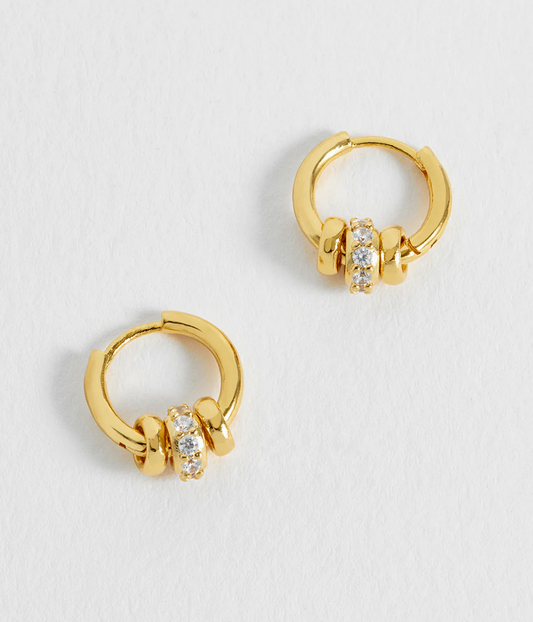 Estella Bartlett Gold Triple Disc Cz Hoop Earrings