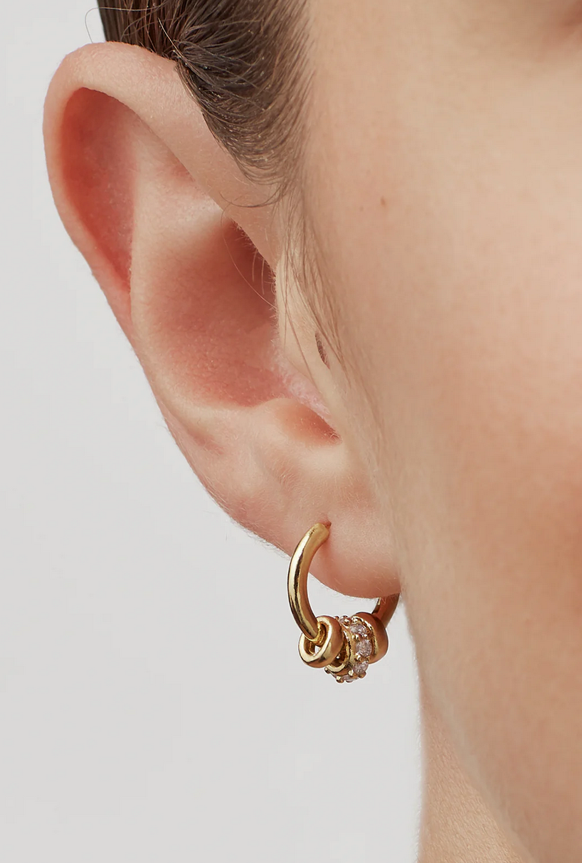 Estella Bartlett Gold Triple Disc Cz Hoop Earrings