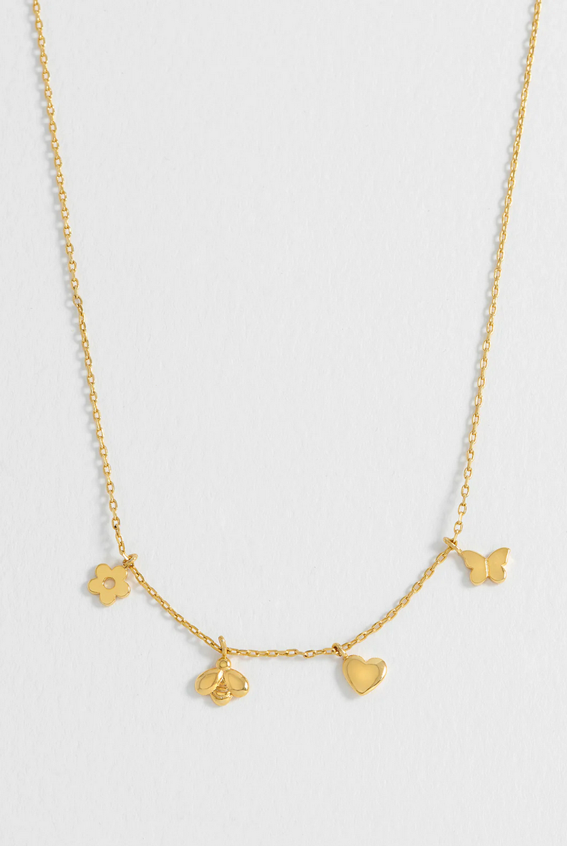 Estella Bartlett Bee and Butterfly Gold Plated charm Necklace