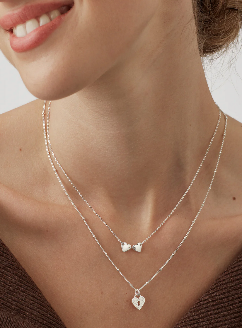 Estella Bartlett Silver Heart Padlock Necklace