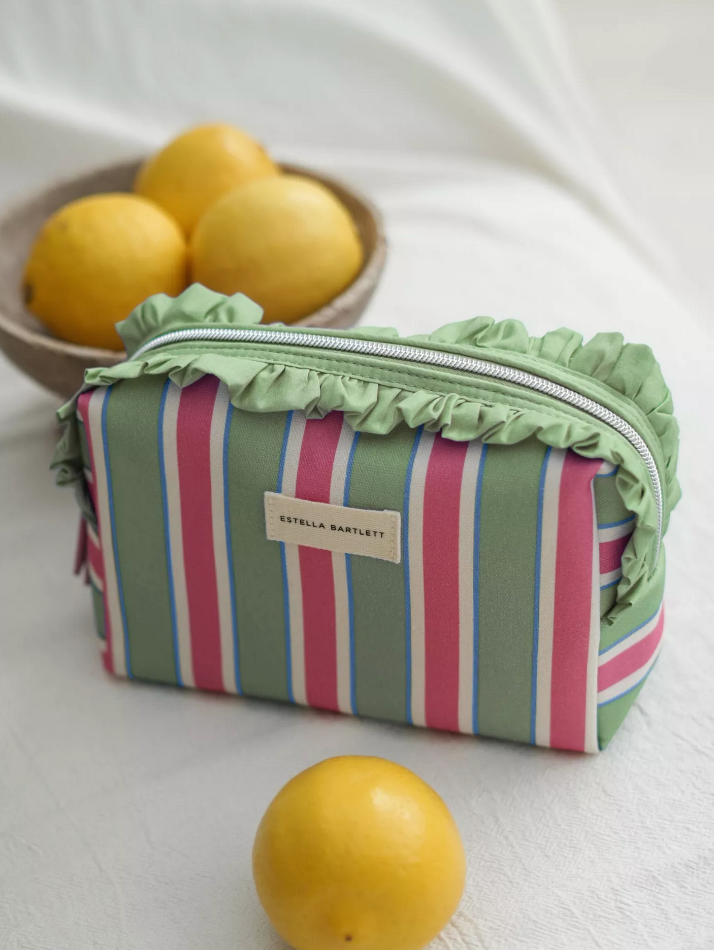 Estella Bartlett Frill Green Stripe Wash Bag