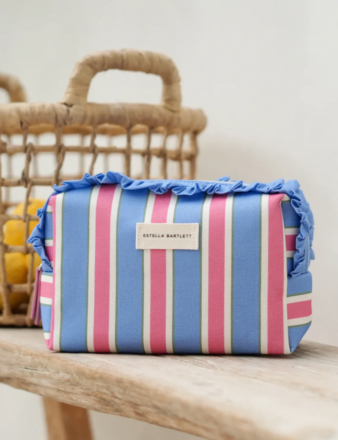 Estella Bartlett Frill Blue Stripe Wash Bag
